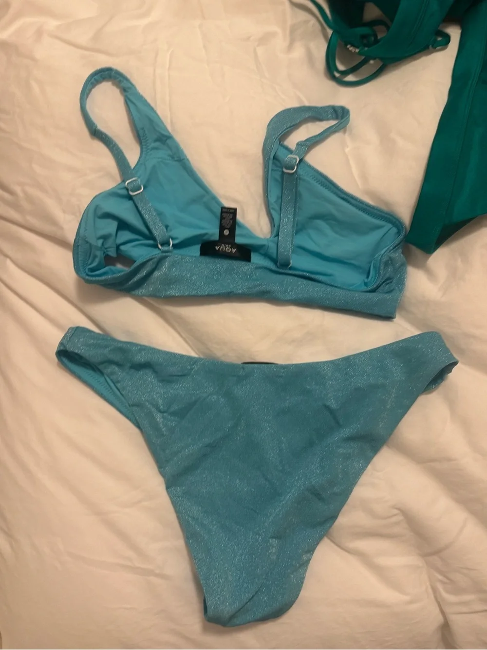 SET: Bloomingdales Aqua Blue Sparkly Swimsuit